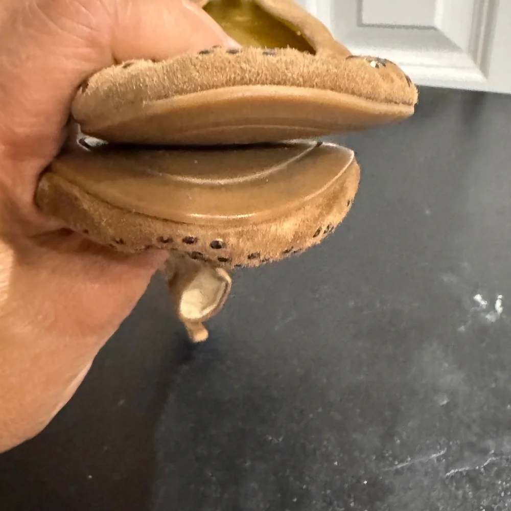 J. Crew Tan Suede Studded Flats 8.5 made in Italy